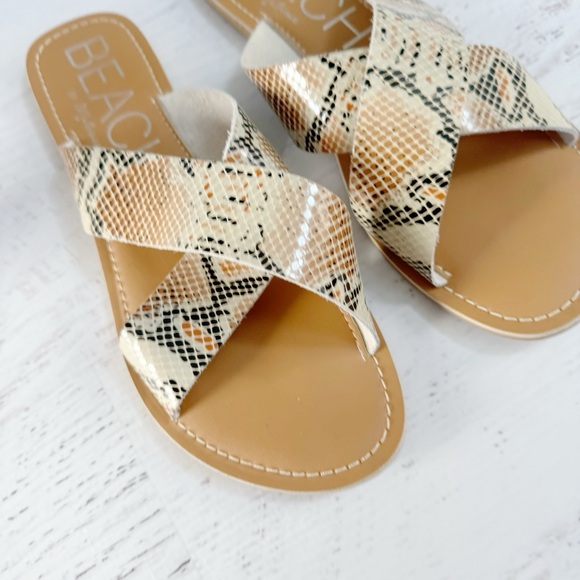 Beach by Matisse White Snake Leather Sandals Size 9 - Picture 3 of 4